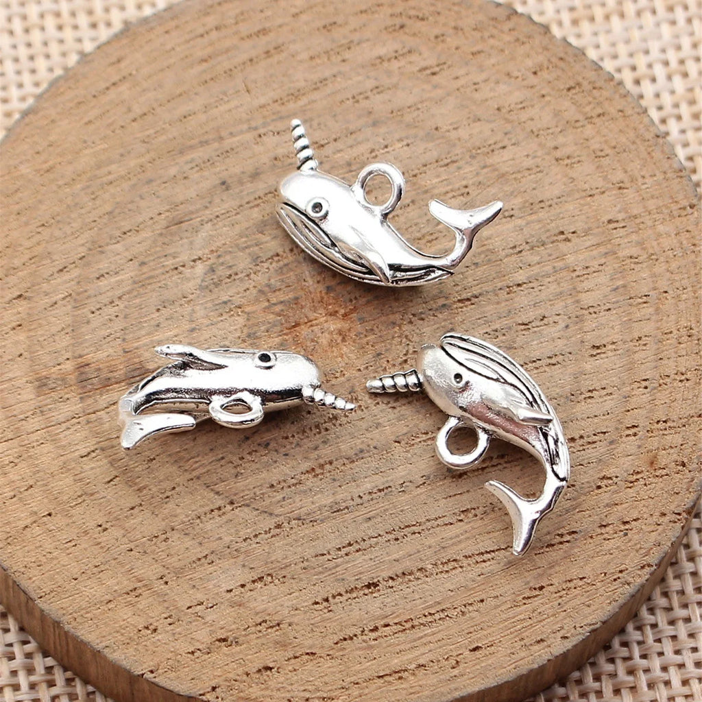 19x10mm 2.2g Antique Silver Zinc Alloy Narwhal Charm Pendant for DIY Necklace Bracelet Jewelry Making
