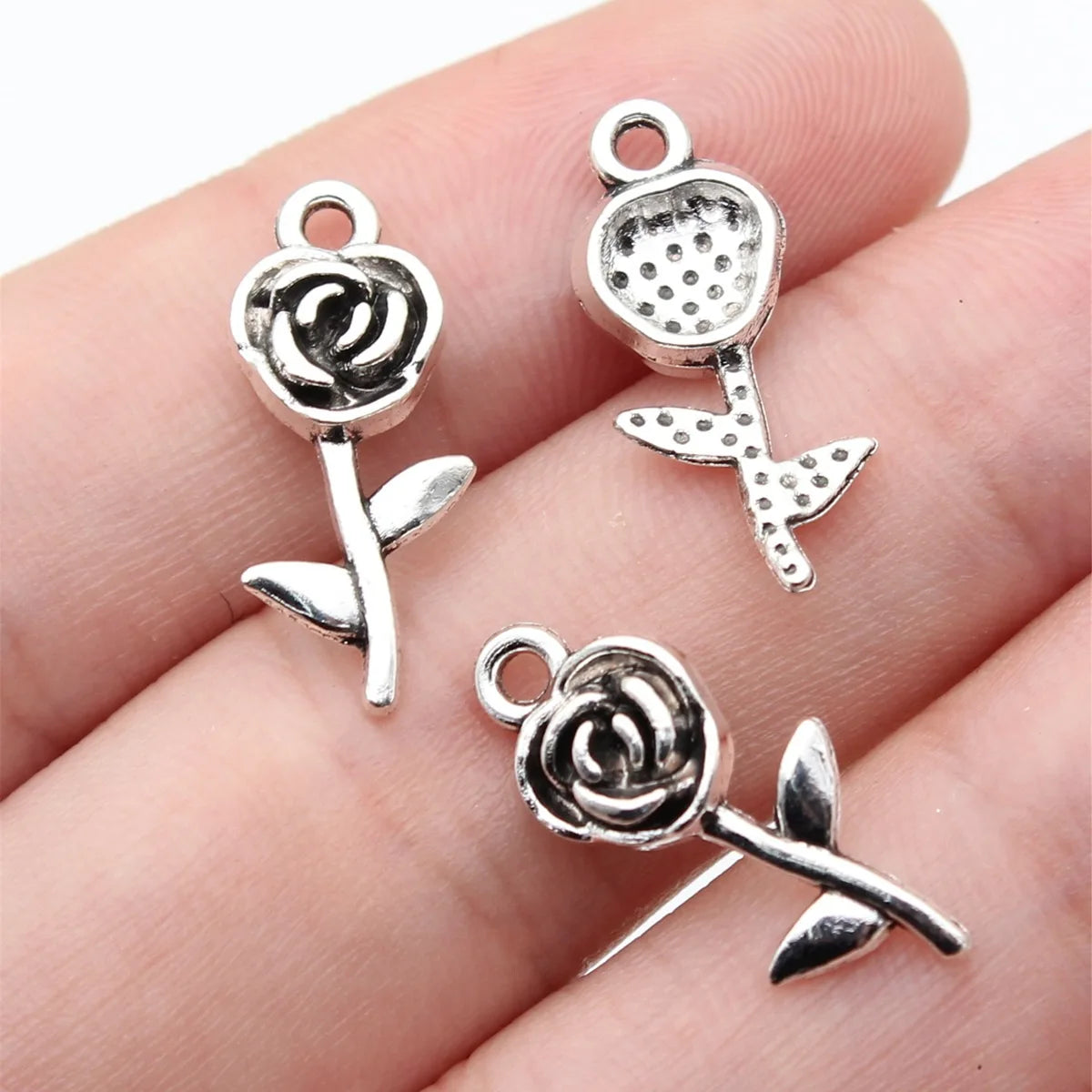 21x10mm 0.89g Antique Silver Zinc Alloy Flower charm pendant for DIY necklace bracelet jewelry making