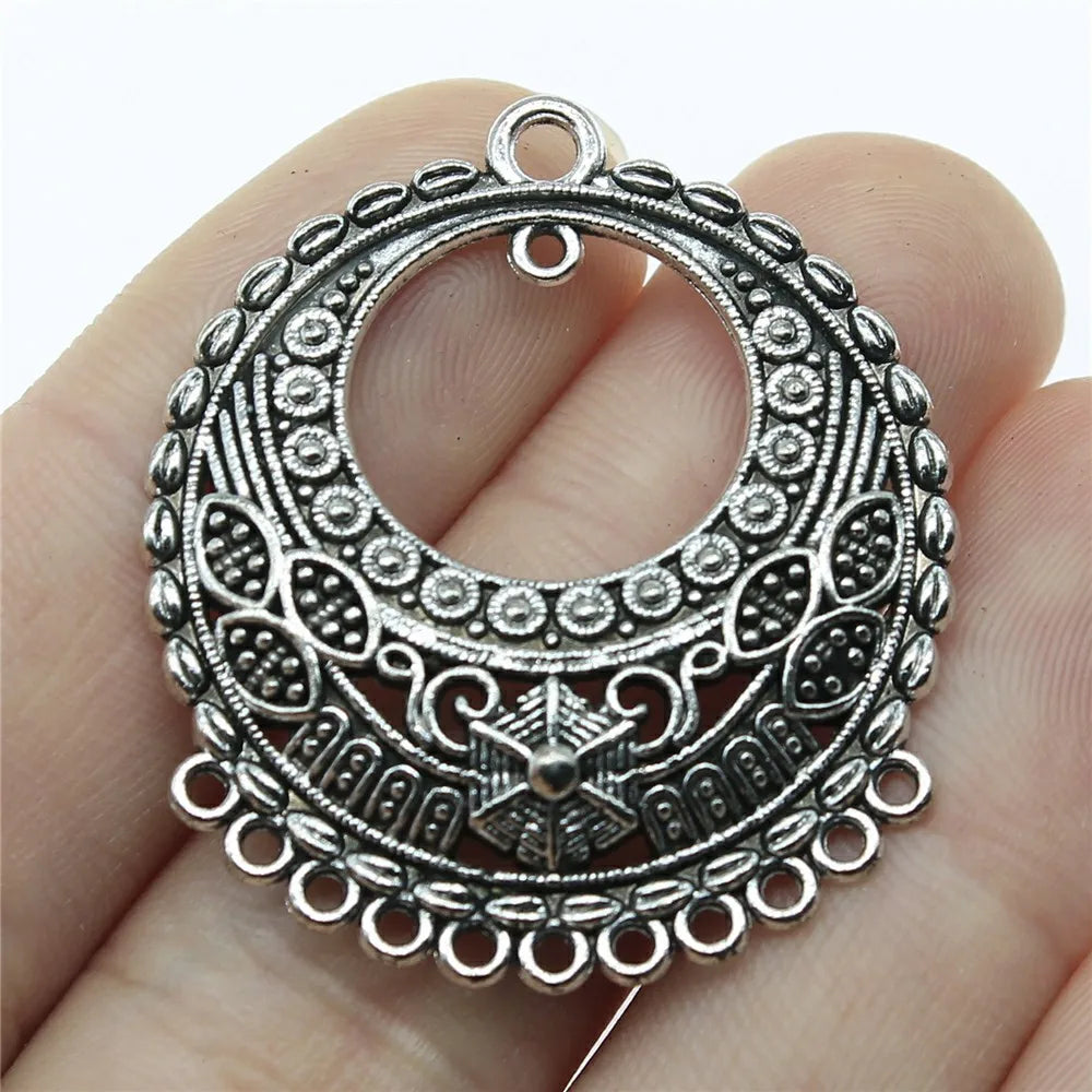 38x34mm 5.7g Multicolor Zinc Alloy Round Earring Connector Charm for DIY Earrings Jewelry Making