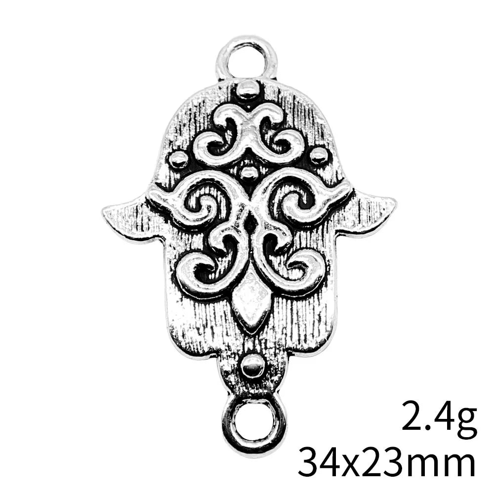 34x23mm 2.4g Antique Silver Zinc Alloy Palm Hand Connector Charm for Bracelet Necklace Jewelry Making