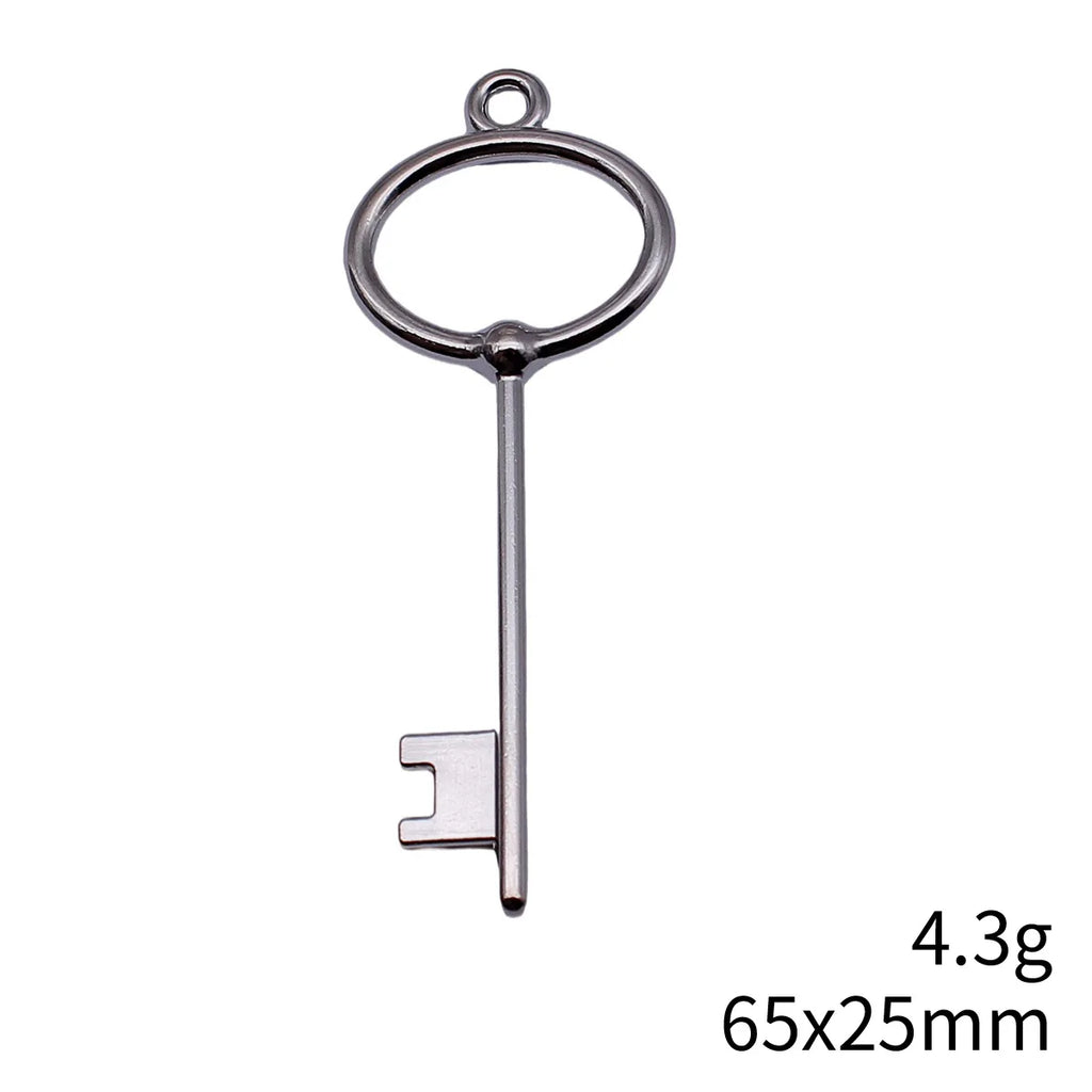 65x25mm 4.3g White K Tone Zinc Alloy Key Charm Pendant for DIY Necklace and Jewelry Making
