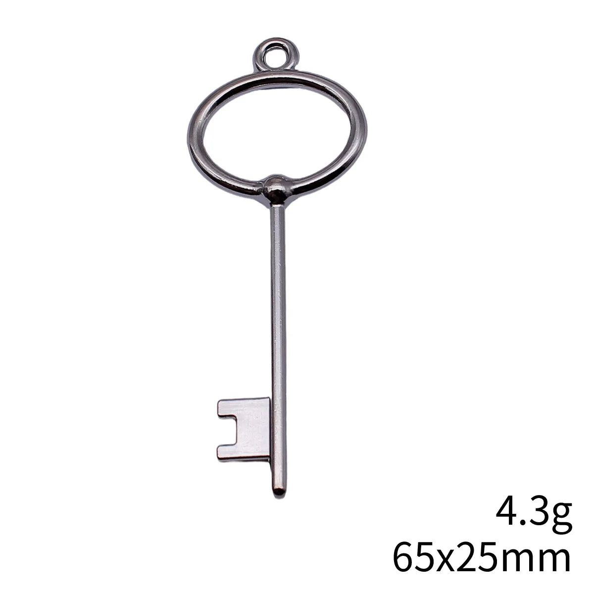 65x25mm 4.3g White K Tone Zinc Alloy Key Charm Pendant for DIY Necklace and Jewelry Making