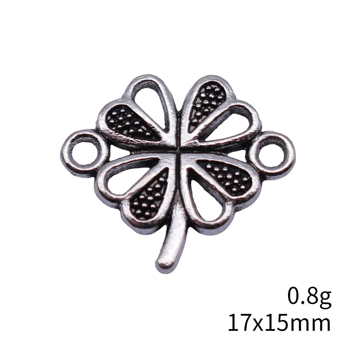 17x15mm 0.8g Antique Silver Zinc Alloy Four Leaf Clover Connector Charm for DIY Bracelet Jewelry