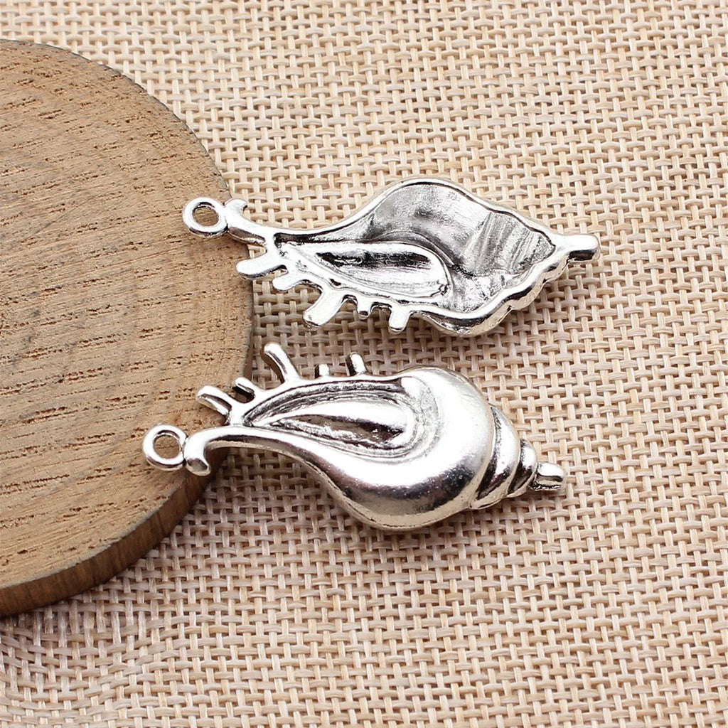 45x18mm 6.2g Antique Silver Zinc Alloy Conch Shell Charm Pendant for DIY Necklace Bracelet Making