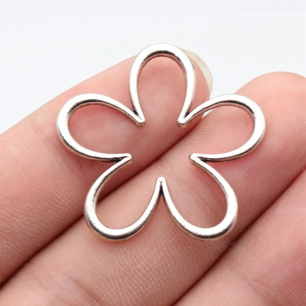 34x33mm 2.3g Multicolor Zinc Alloy Hollow Flower Charm Pendant for DIY Necklace and Bracelet Jewelry Making
