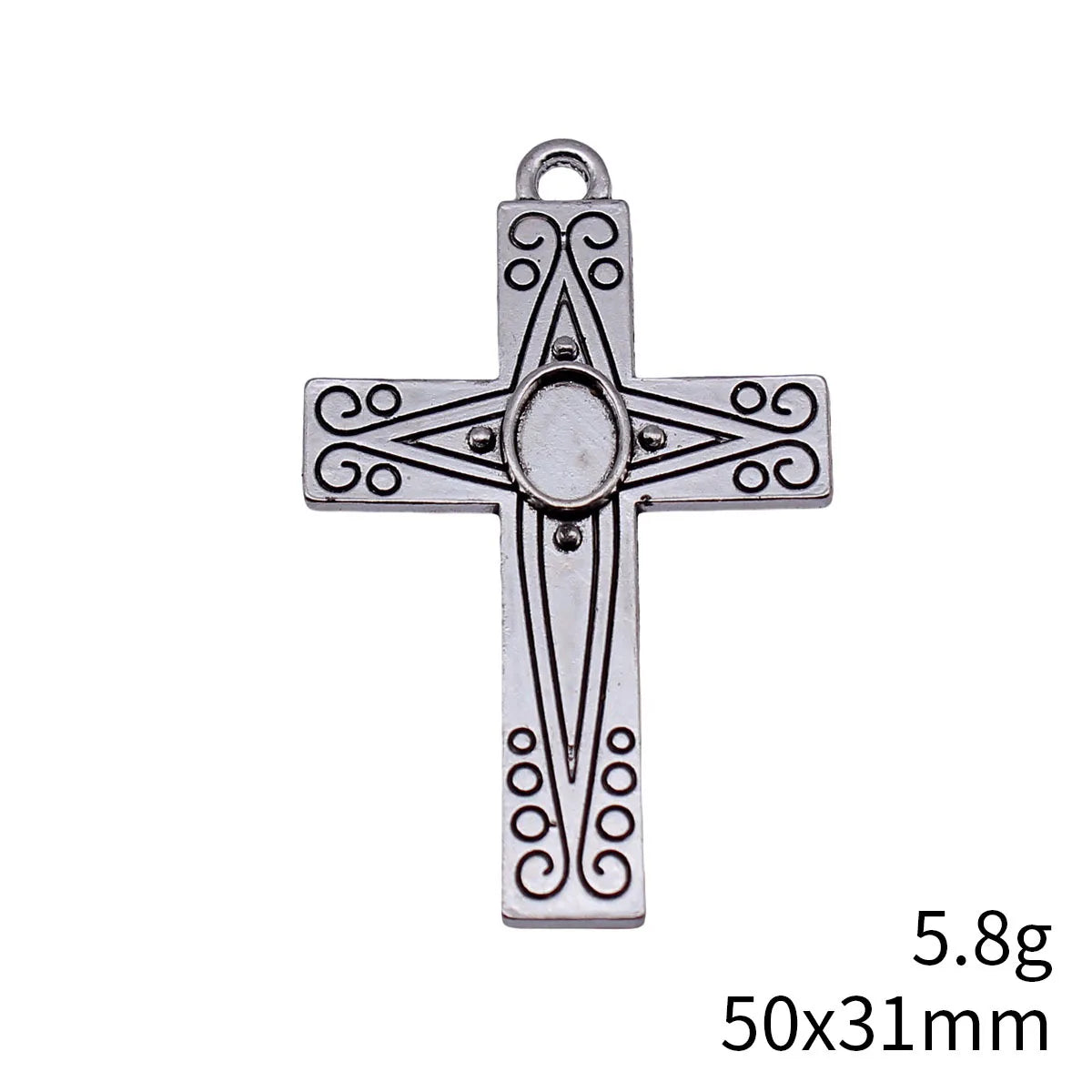 50x31mm 5.8g Antique Silver Zinc Alloy Patterned Cross Charm Pendant for DIY Necklace Jewelry Making