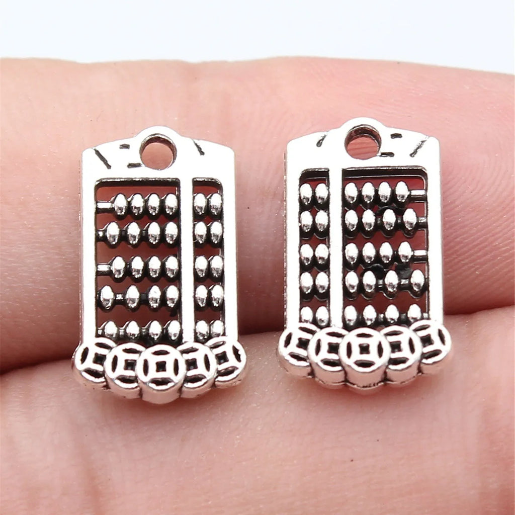 17x10mm 1.4g Antique Silver Zinc Alloy Chinese Coin Abacus Charm Pendant for DIY Jewelry Making