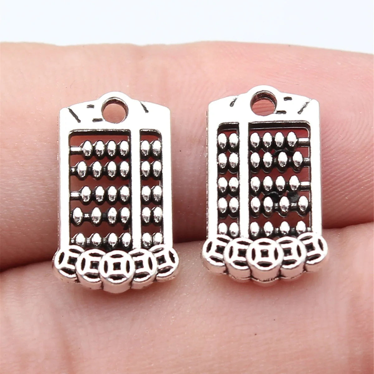 17x10mm 1.4g Antique Silver Zinc Alloy Chinese Coin Abacus Charm Pendant for DIY Jewelry Making