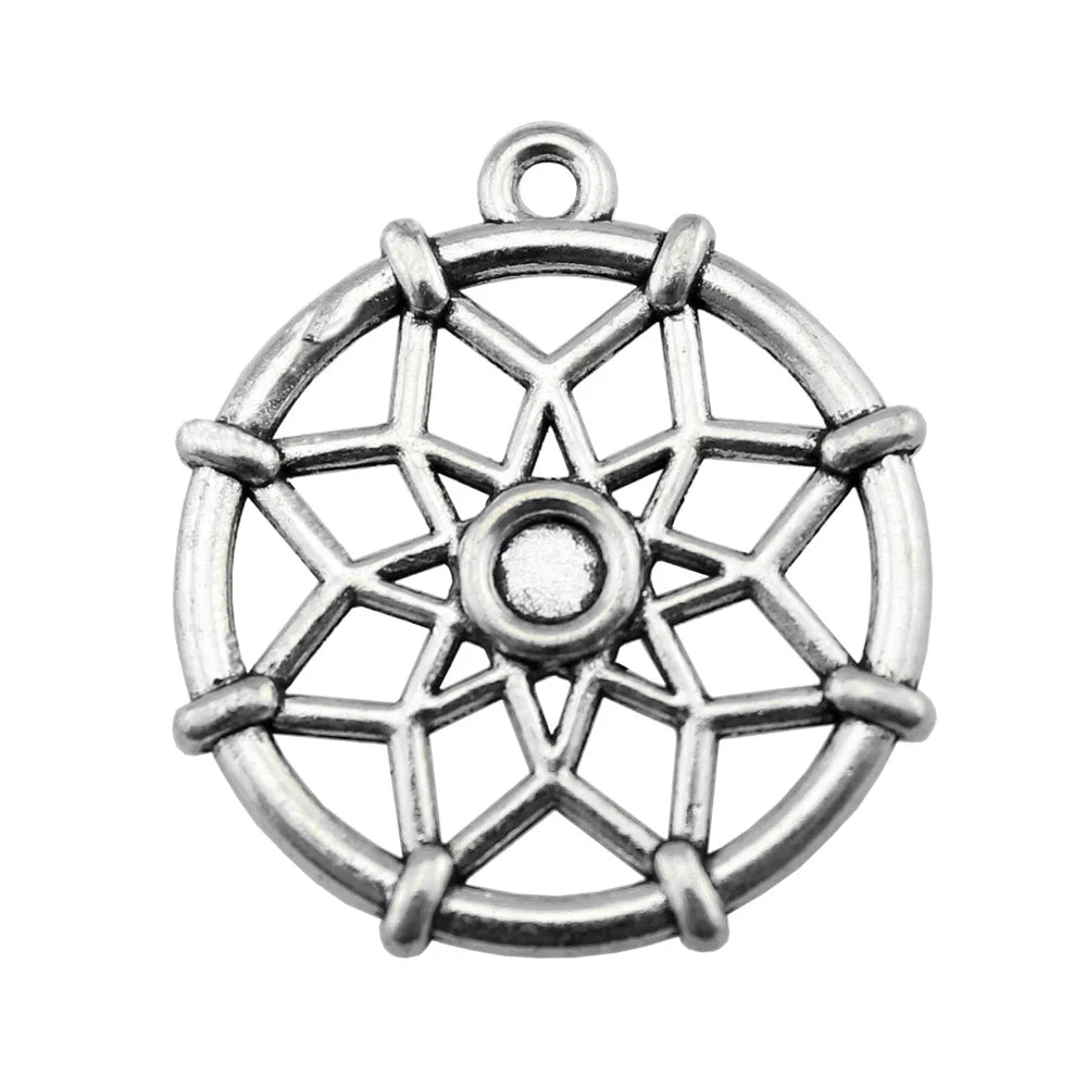 30x27mm 3.9g Antique Silver Zinc Alloy Dreamcatcher Charm Pendant for DIY Necklace Bracelet Making