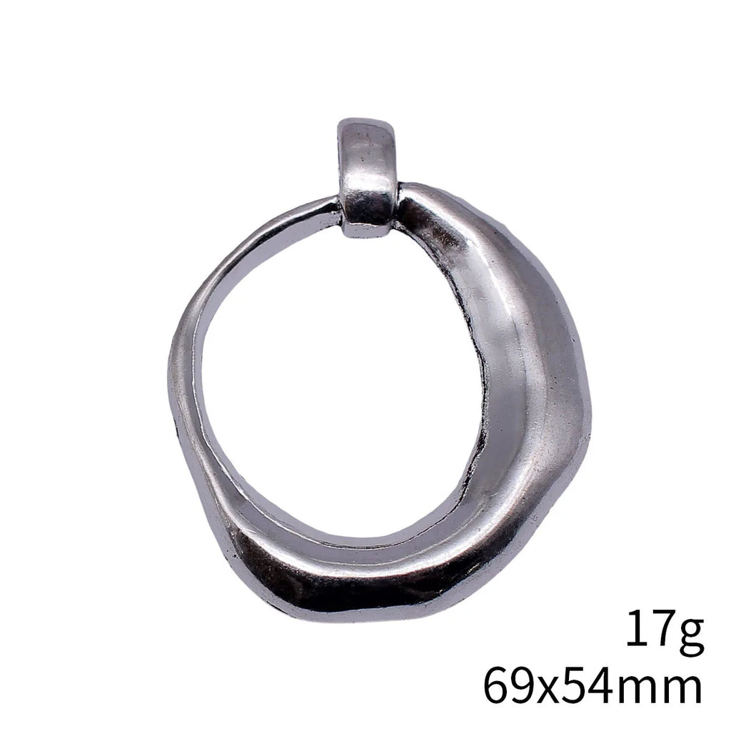 69x54mm 17g Antique silver zinc alloy irregular geometric hammered hollow charm pendant for jewelry making