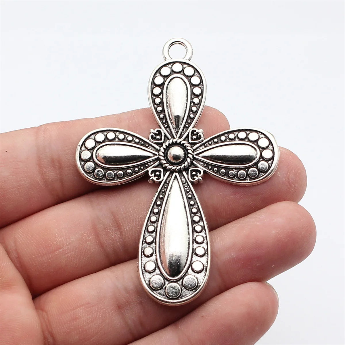 72x53mm 9.5g Antique Silver Zinc Alloy Large Cross Charm Pendant for Necklace and Bracelet Making