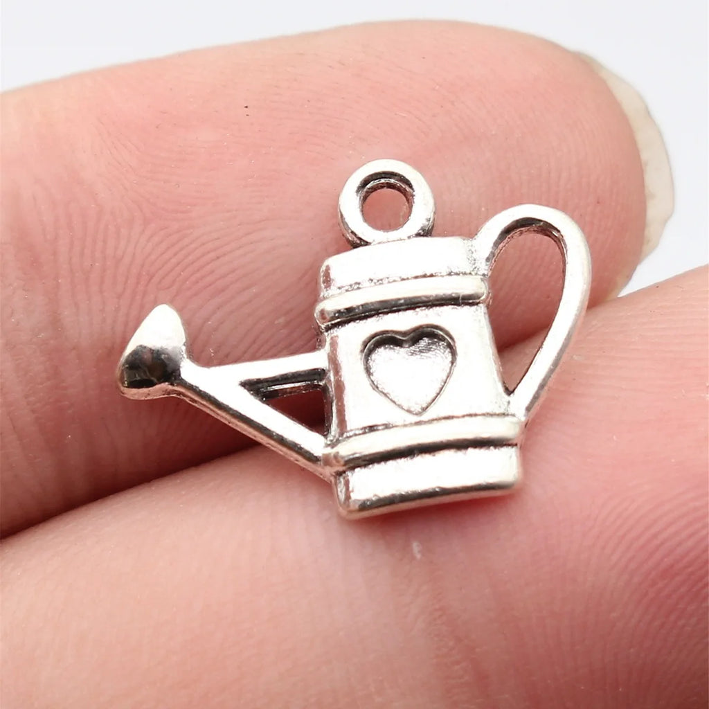20x15mm 1.1g Antique Silver Zinc Alloy Heart Watering Can Charm Pendant for DIY Necklace Bracelet Making