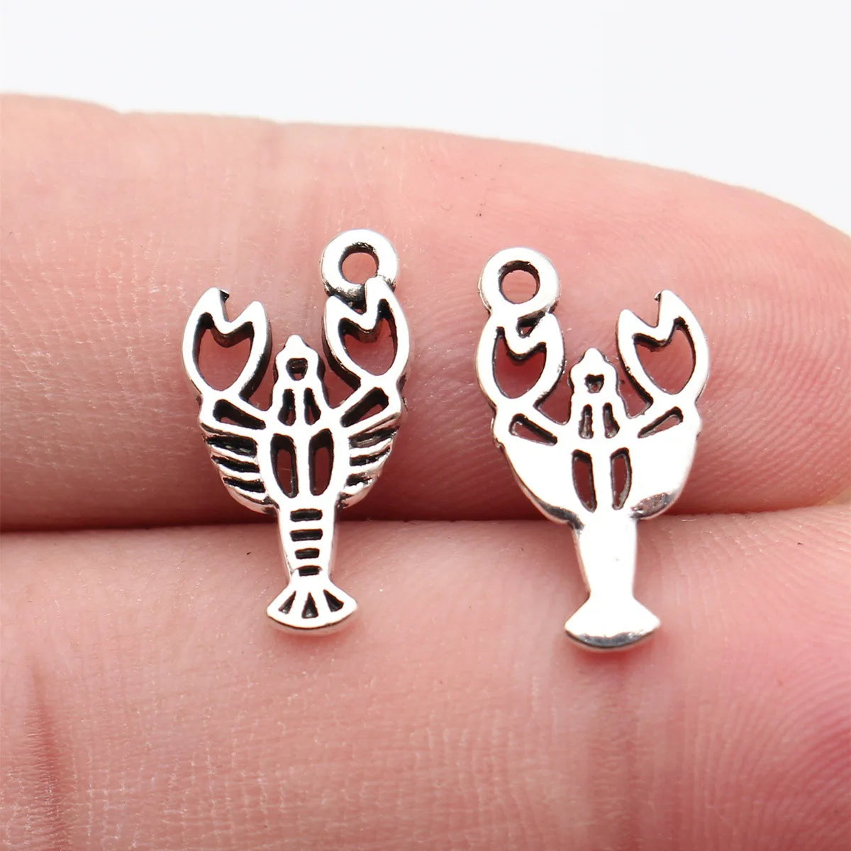 18x10mm 0.61g Antique Silver Zinc Alloy Crawfish Charm Pendant for DIY Necklace Bracelet Making
