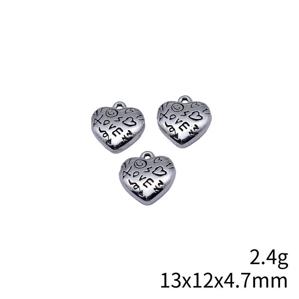 13x12x4.7mm 2.4g Antique Silver Zinc Alloy LOVE Heart Charm Pendant for DIY Necklace Bracelet Making