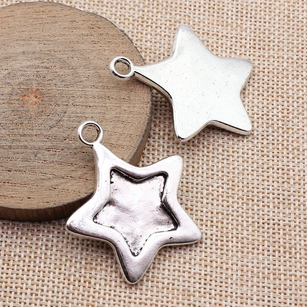 42x36mm 10.8g Antique Silver Zinc Alloy Thick Five Point Star Charm Pendant for DIY Necklace Making