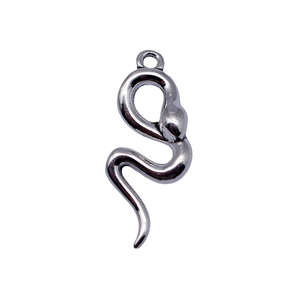 28x11mm 1.6g Antique Silver Zinc Alloy Smooth Snake Charm Pendant for DIY Necklace Jewelry Making