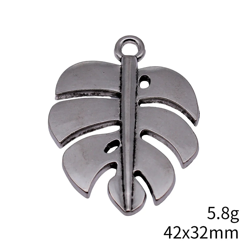 42x32mm 5.8g Multicolor Zinc Alloy Monstera Leaf Charm Pendant for Necklace Earring Jewelry Making