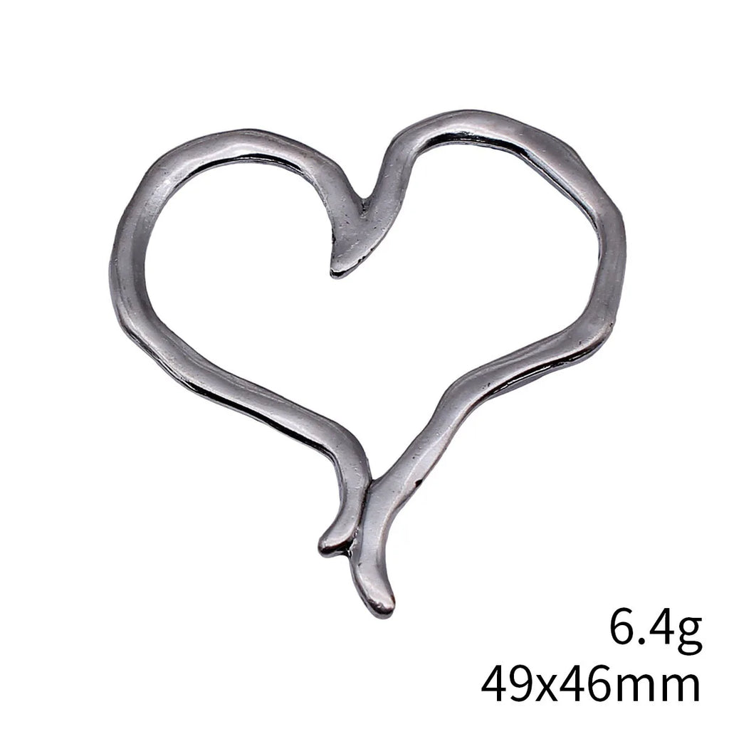 49x46mm 6.4g Antique Silver Zinc Alloy Hollow Heart Charm Pendant for DIY Necklace Bracelet Making