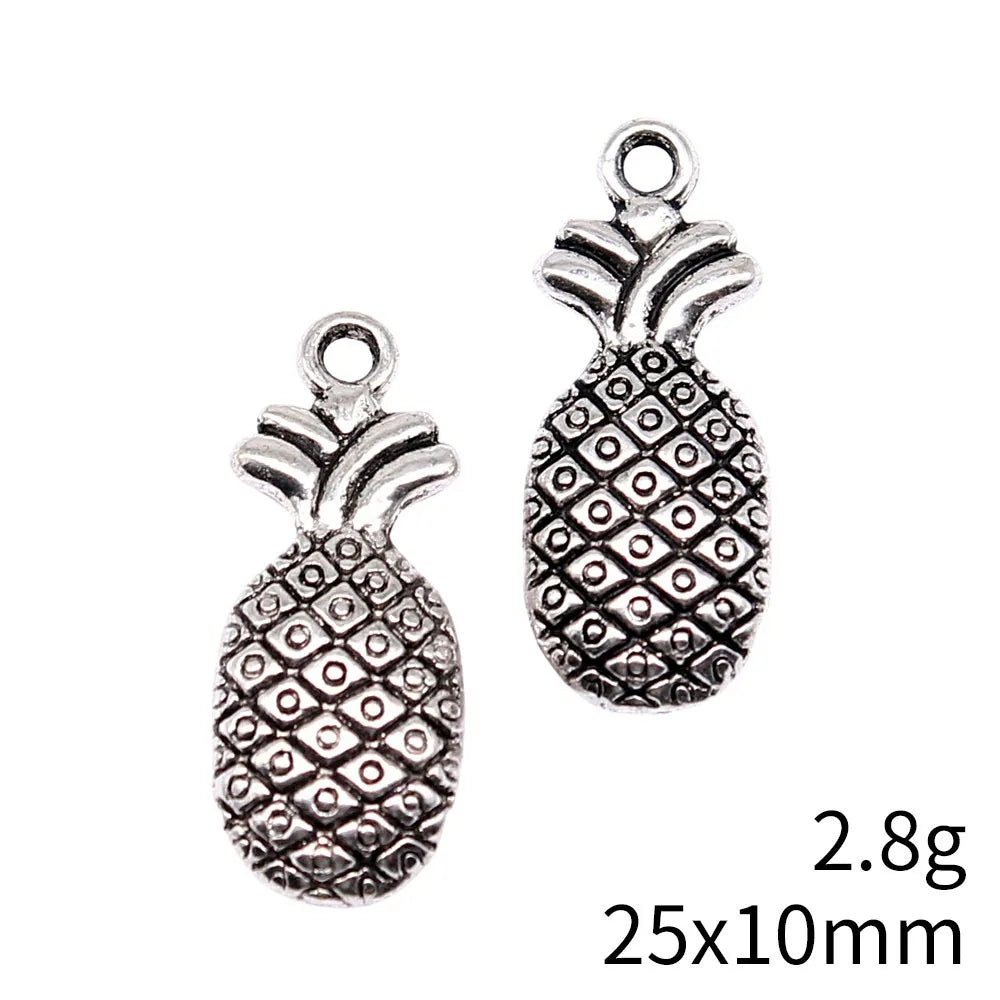 25x10mm 2.8g Antique Silver Zinc Alloy Pineapple Charm Pendant for Bracelet Necklace DIY Jewelry Making