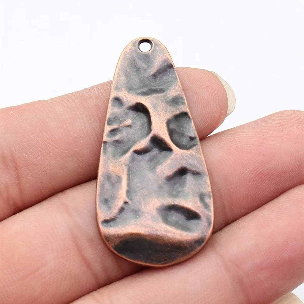 47x23mm 5.5g Multicolor Zinc Alloy Textured Teardrop Charm Pendant for DIY Necklace Jewelry Making
