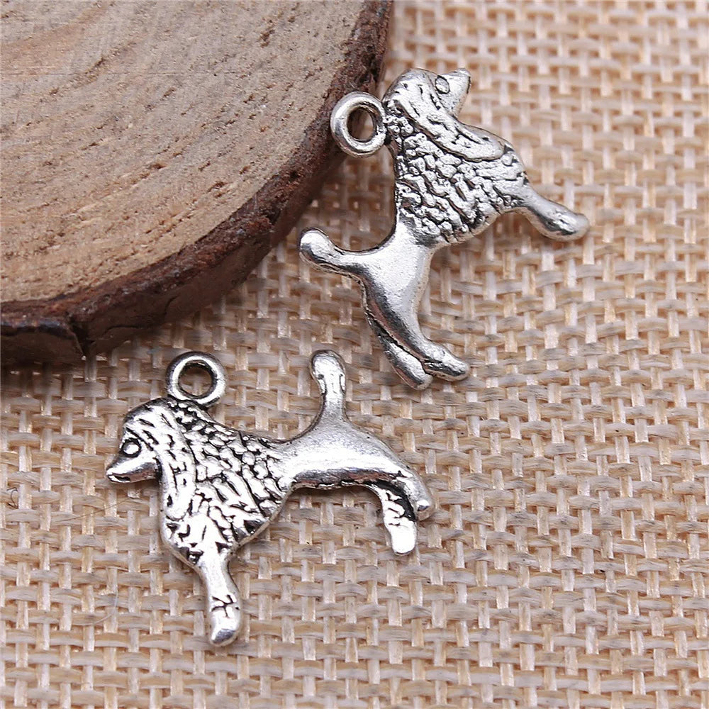 17x18mm 1.3g Multicolor Zinc Alloy Poodle Dog charm pendant for DIY necklace bracelet jewelry making
