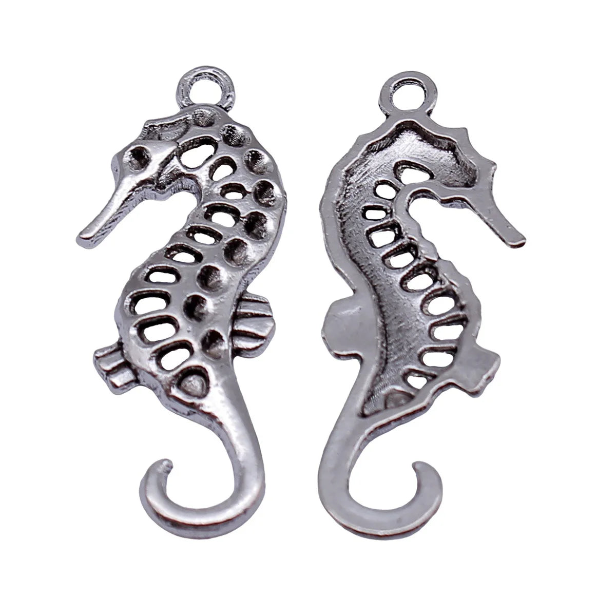 35x14mm 1.9g Antique Silver Zinc Alloy Seahorse Charm Pendant for DIY Ocean Theme Jewelry Making