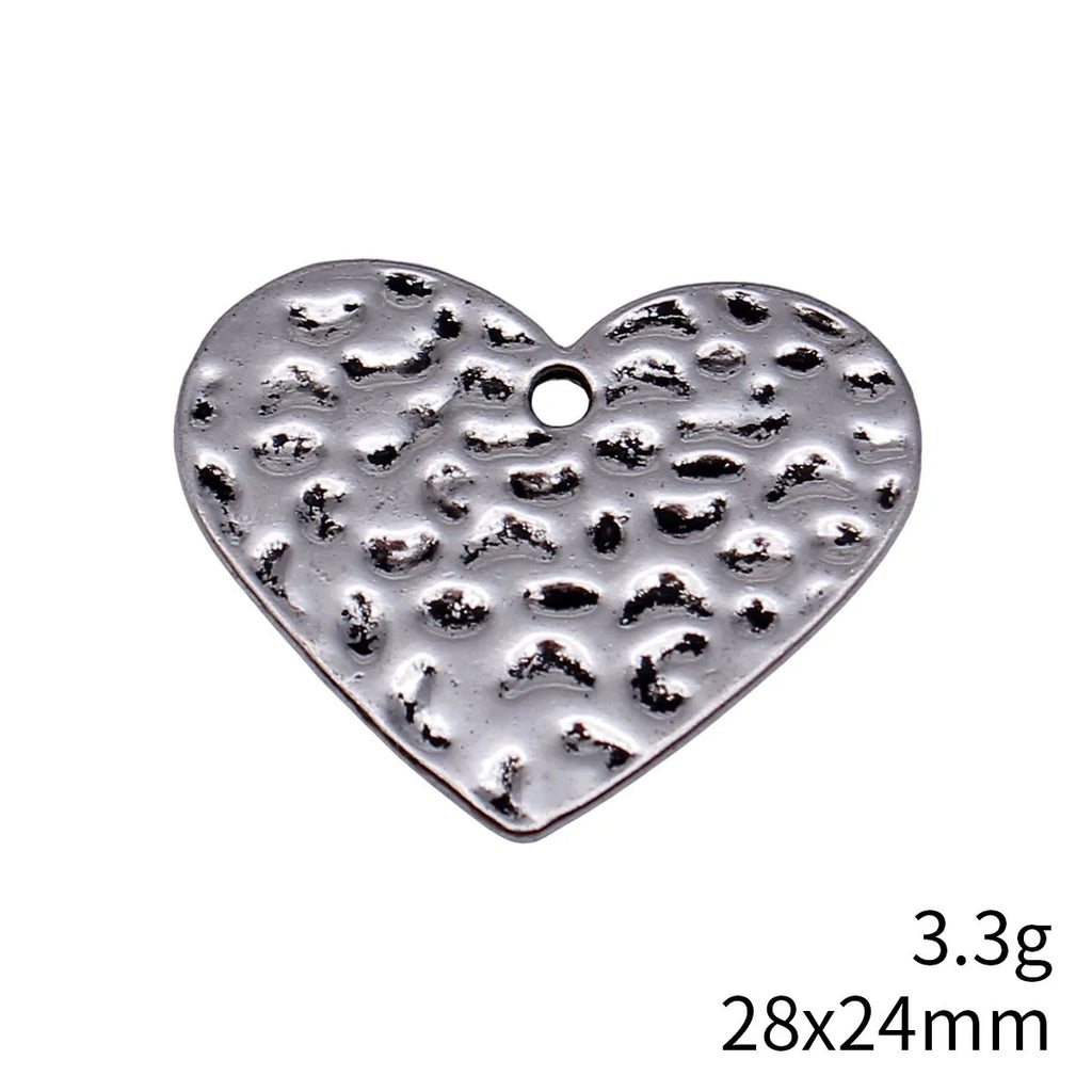28x24mm 3.3g Antique Silver Zinc Alloy Hammered Geometric Heart Charm Pendant for Necklace Making