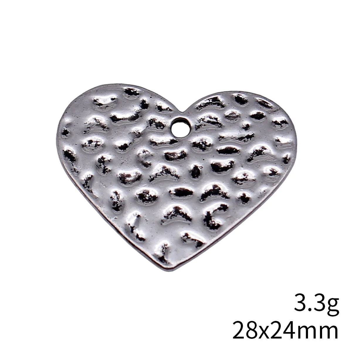 28x24mm 3.3g Antique Silver Zinc Alloy Hammered Geometric Heart Charm Pendant for Necklace Making