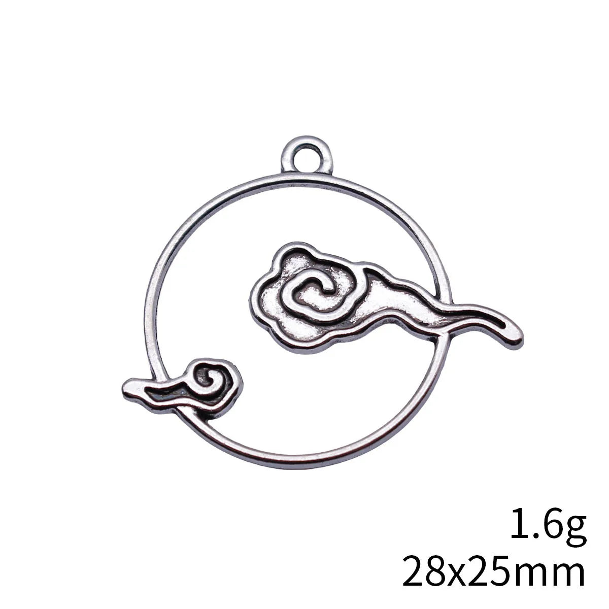 28x25mm 1.6g Antique Silver Zinc Alloy Chinese Auspicious Cloud Charm Pendant for Necklace Making