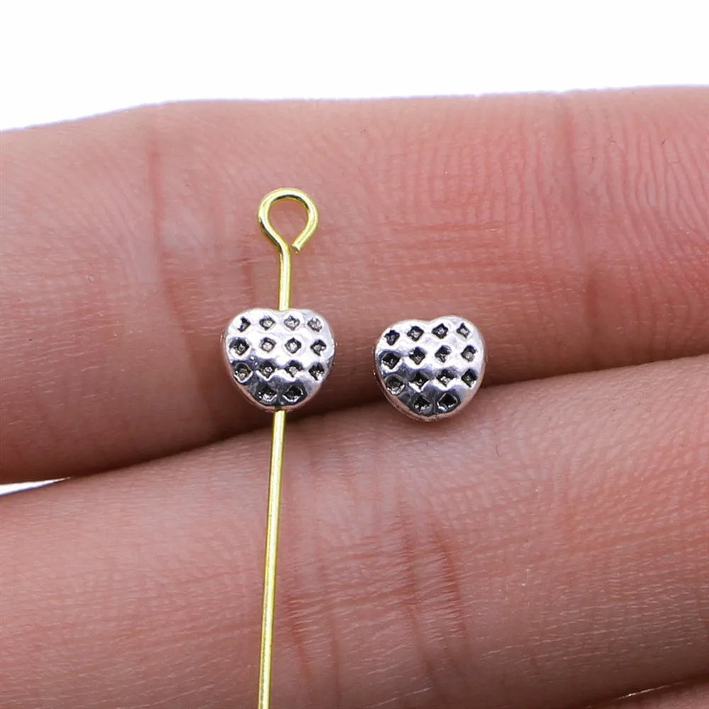 5x6mm 0.4g Antique Silver Zinc Alloy Heart Loose Metal Beads for Bracelet Jewelry Making