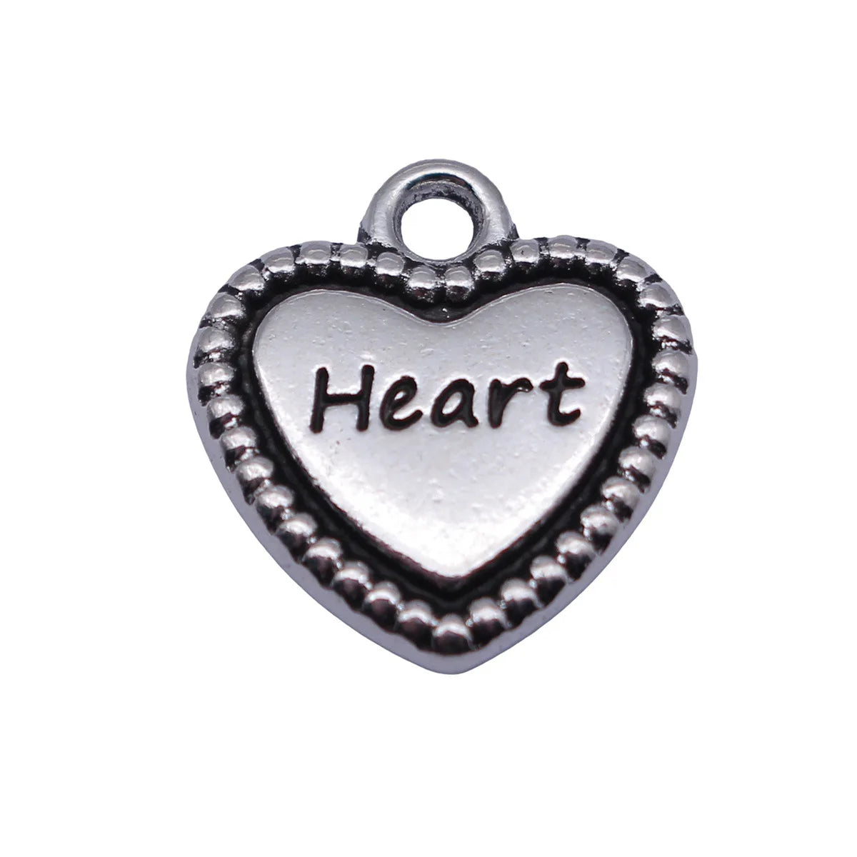 15x14mm 2.1g Antique Silver Zinc Alloy Double Sided Heart Charm Pendant for DIY Necklace Bracelet Making