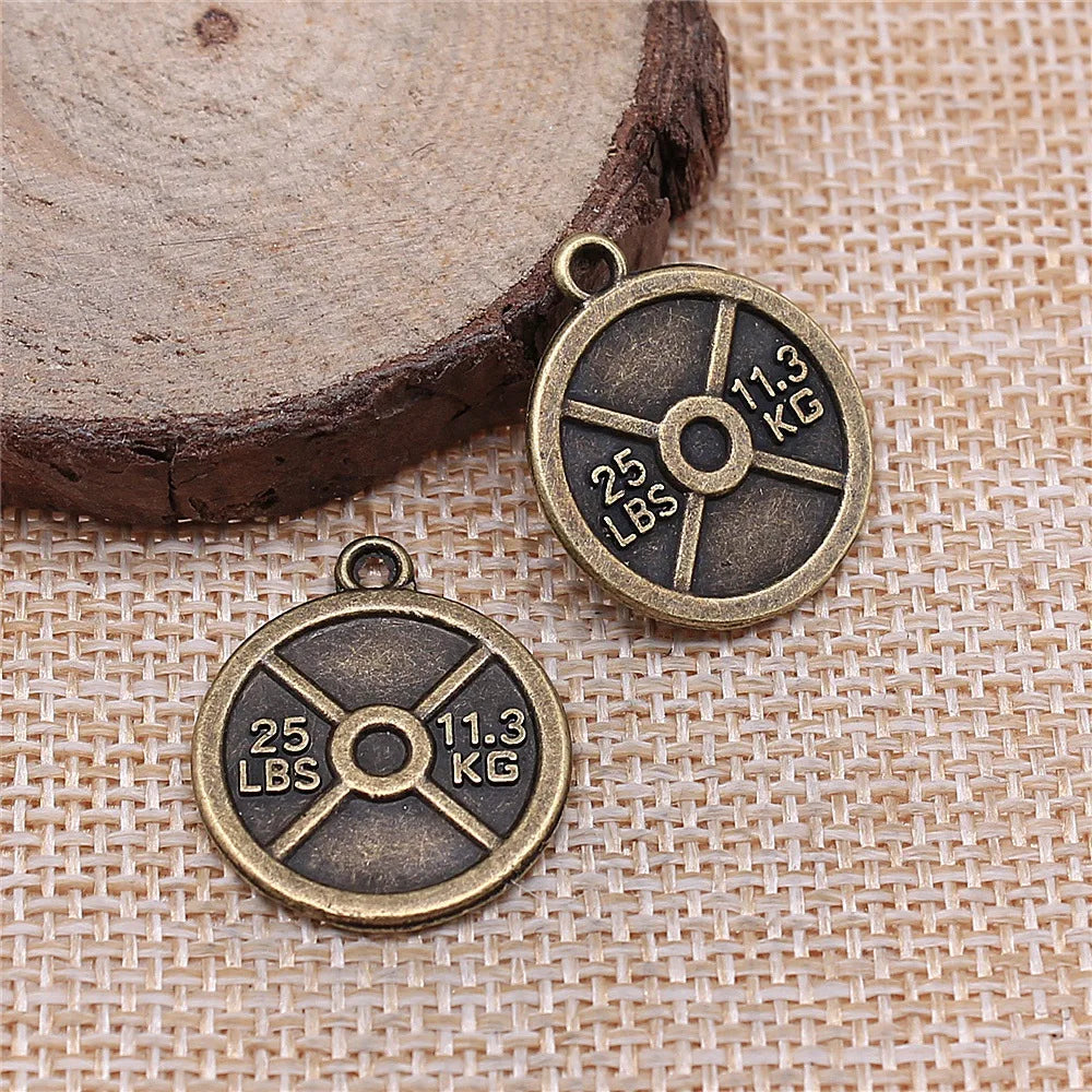 23x20mm 1.6g Multicolor Zinc Alloy Weight Plate Charm Pendant for Fitness Jewelry Making