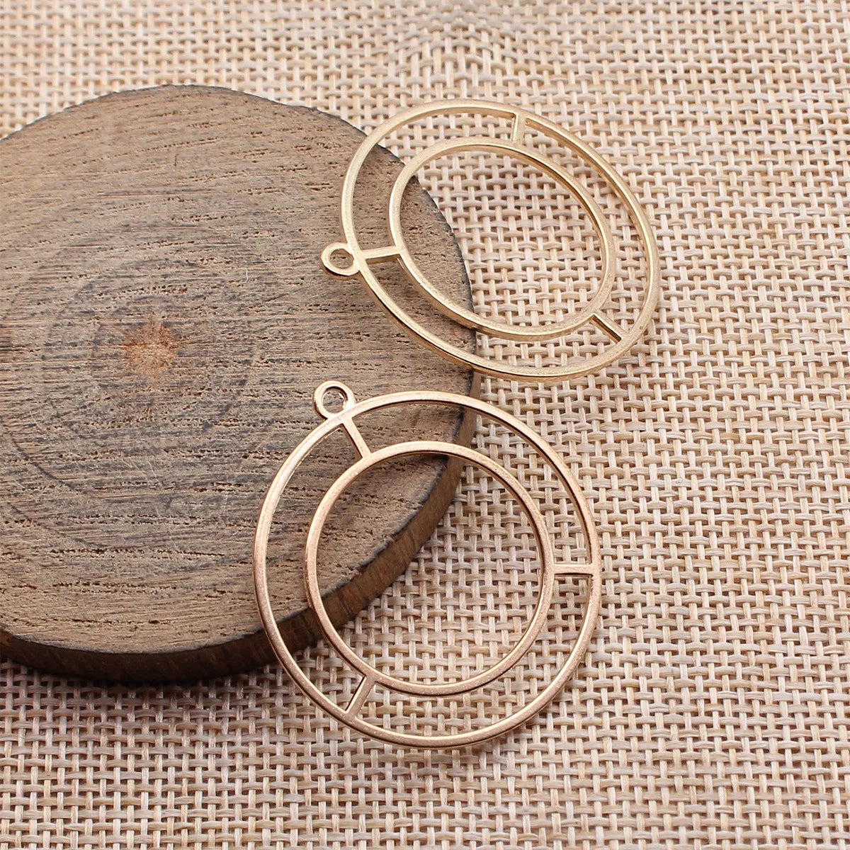 38x35mm 2.1g Multicolor Zinc Alloy Geometric Double Round Ring Charm Pendant for DIY Earrings Necklace
