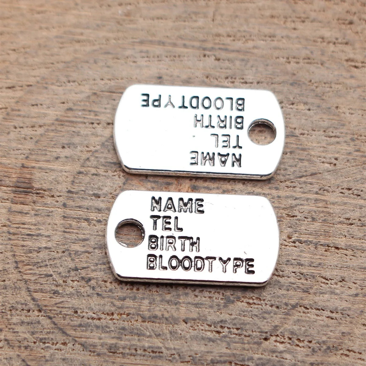 17x9.6mm 0.98g Antique Silver Zinc Alloy ID Tag Charm Pendant for DIY Necklace Bracelet Jewelry Making