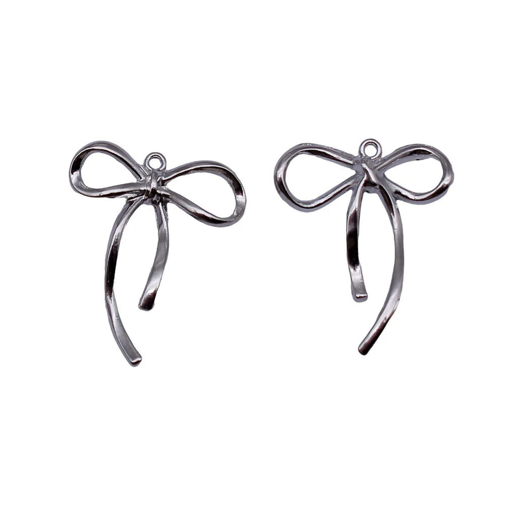25x20mm 1.1g White K Finish Zinc Alloy Bow Butterfly charm pendant for DIY bracelet necklace jewelry making