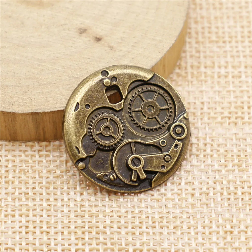25x25mm 4.3g Multicolor Zinc Alloy Gear Charm Pendant for DIY Steampunk Jewelry Making