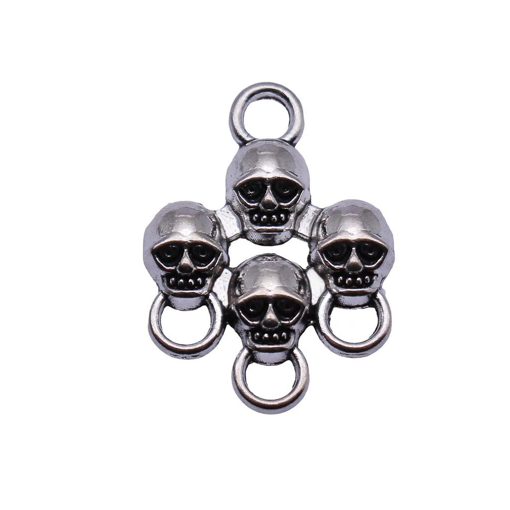 23x17mm 1.6g Antique Silver Zinc Alloy Skull Connector Charm for DIY Bracelet Jewelry Making