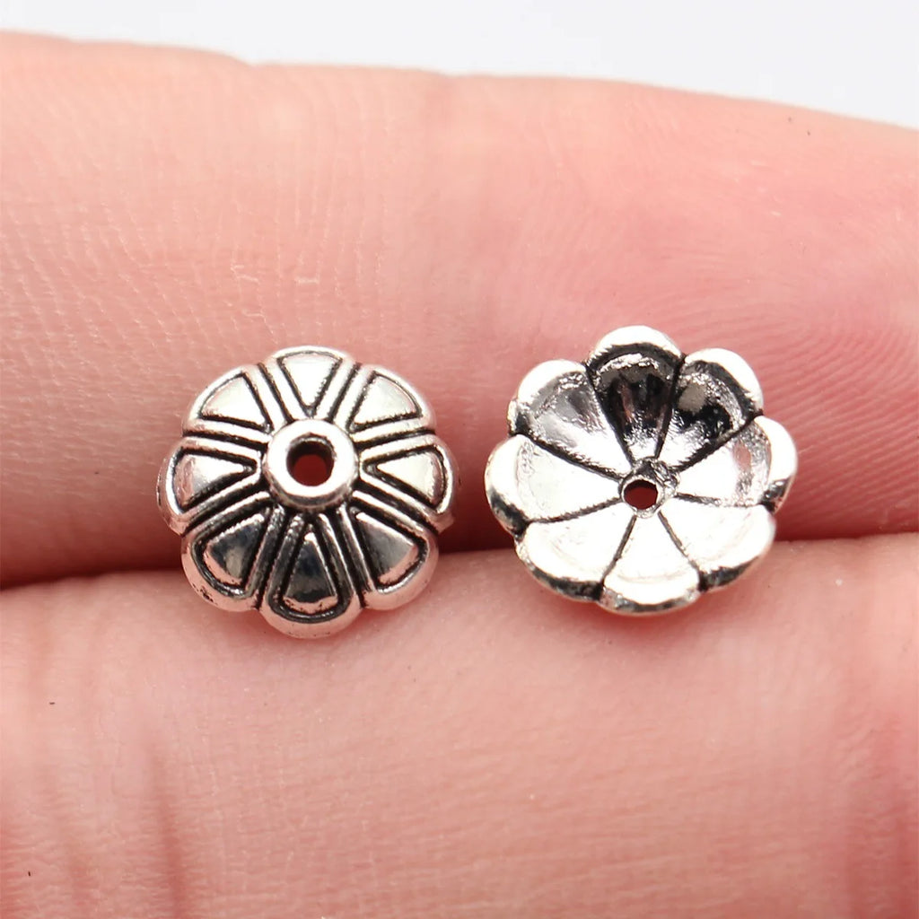 10x10x3.8mm 0.72g Antique Silver Zinc Alloy Flower Bead Caps for DIY Beaded Jewelry Making