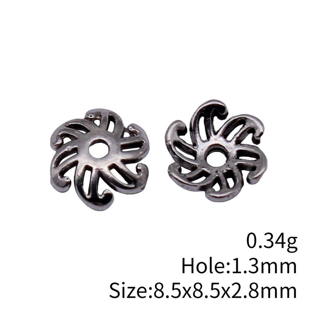 8.5x8.5x2.8mm 0.34g Antique Silver Zinc Alloy Flower Bead Caps for DIY Bracelet Necklace Jewelry Making