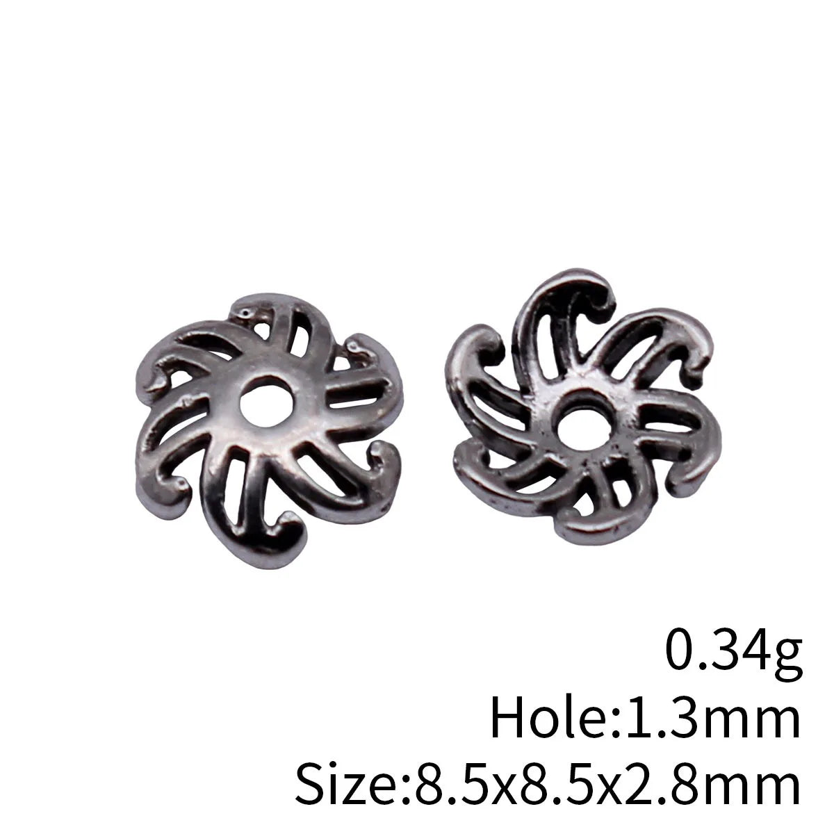 8.5x8.5x2.8mm 0.34g Antique Silver Zinc Alloy Flower Bead Caps for DIY Bracelet Necklace Jewelry Making