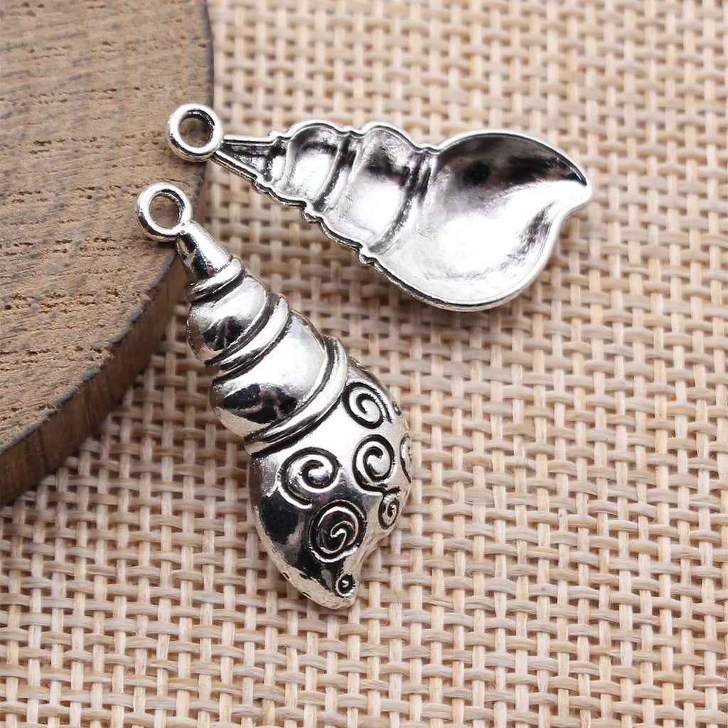 29x13mm 1.8g Antique Silver Zinc Alloy Conch Shell Charm Pendant for DIY Necklace Jewelry Making