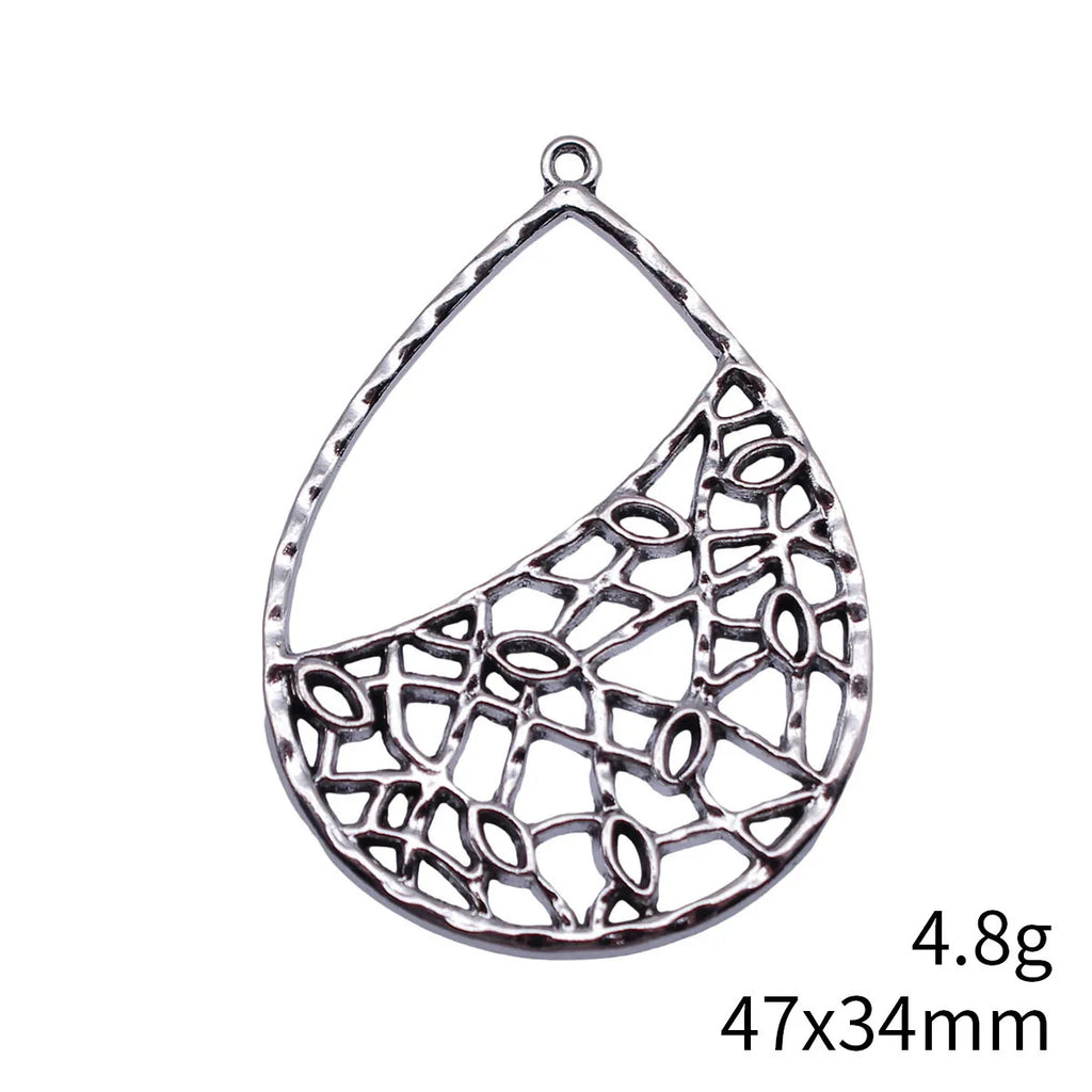 47x34mm 4.8g Multicolor Zinc Alloy Hollow Teardrop Geometric Earring Charms for DIY Earrings