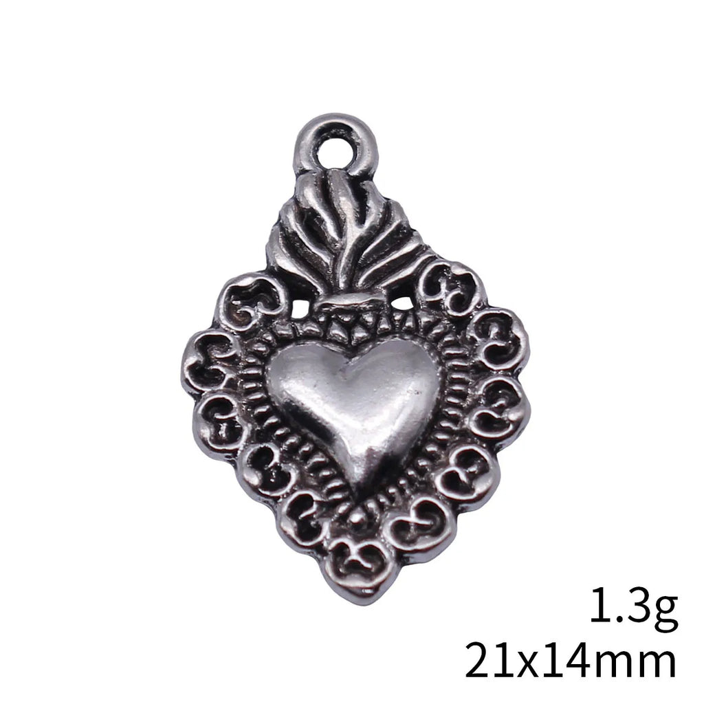 21x14mm 1.3g Antique Silver Zinc Alloy Gothic Heart Charm Pendant for DIY Necklace Bracelet Jewelry
