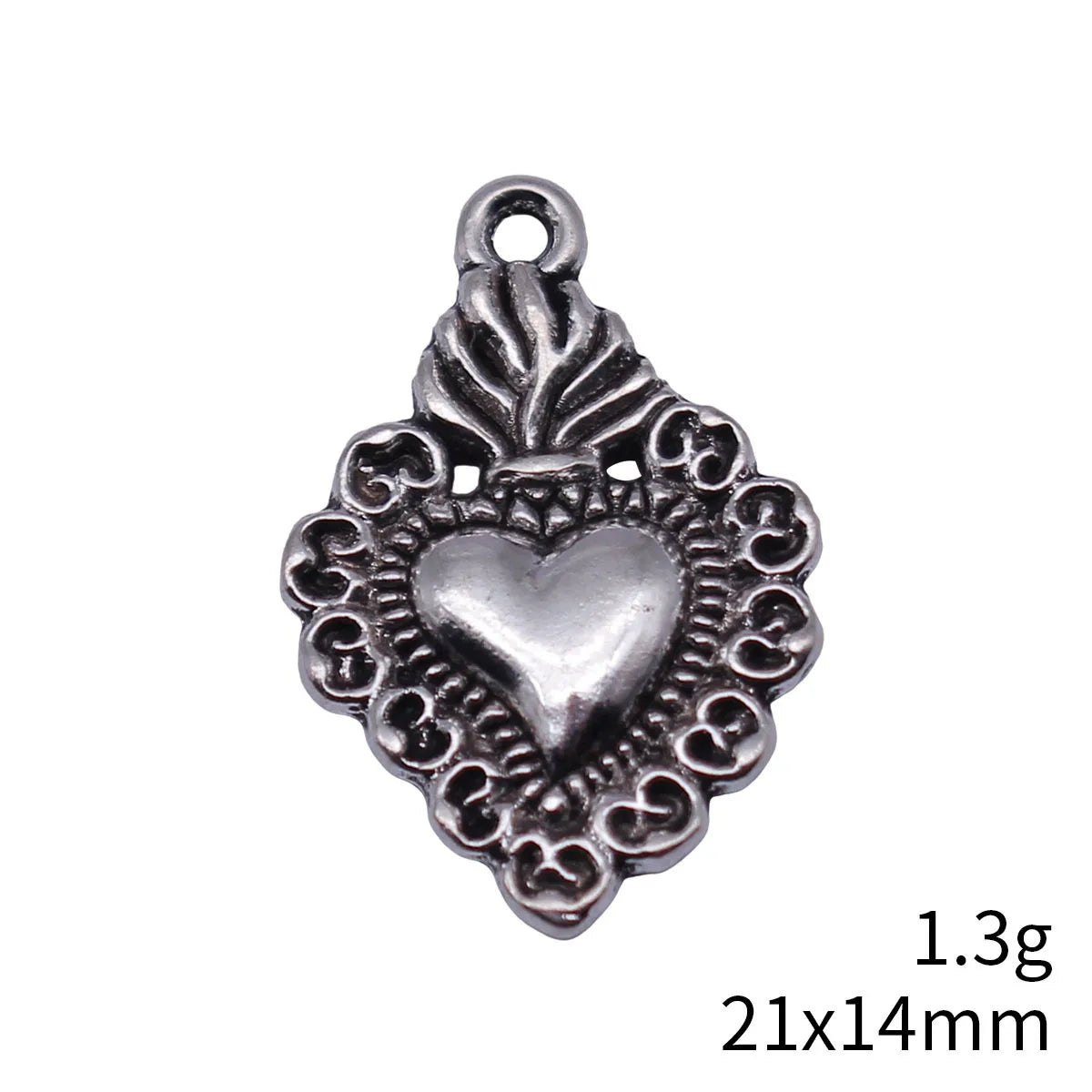 21x14mm 1.3g Antique Silver Zinc Alloy Gothic Heart Charm Pendant for DIY Necklace Bracelet Jewelry