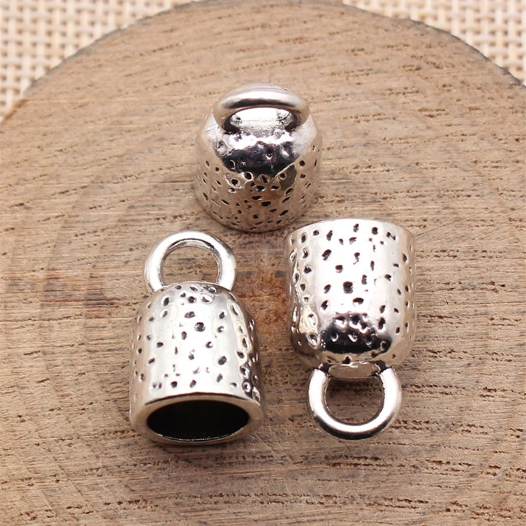 19x12x11mm 3.1g Antique Silver Zinc Alloy Dimple Texture Tassel Caps Jewelry Findings for DIY Pendant Making