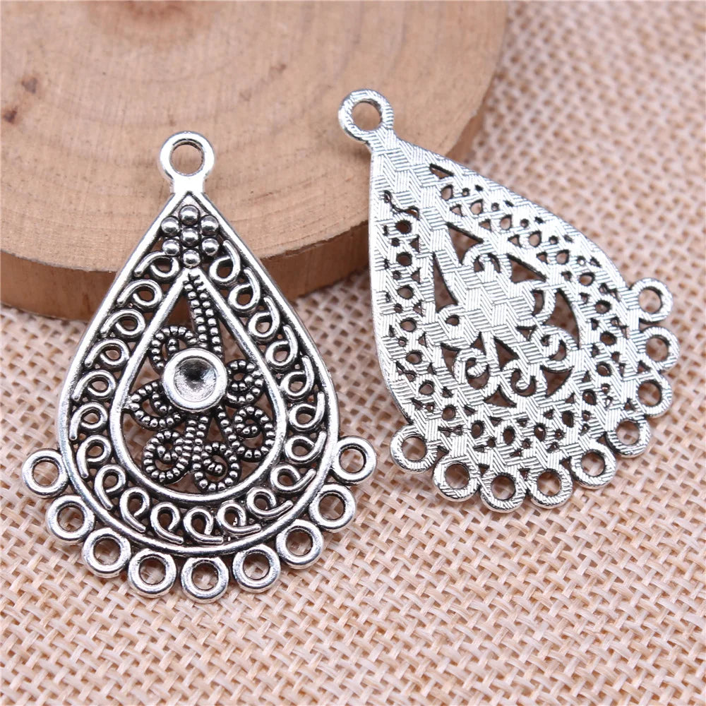 42x31mm 4.4g Multicolor Zinc Alloy Teardrop Earring Connector Charm for DIY Earrings Jewelry Making