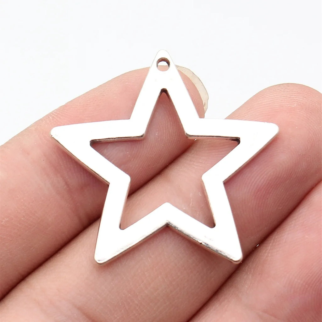 36x33mm 3.3g Antique Silver Zinc Alloy Openwork Five Point Star Hollow Charm Pendant for DIY Jewelry Making