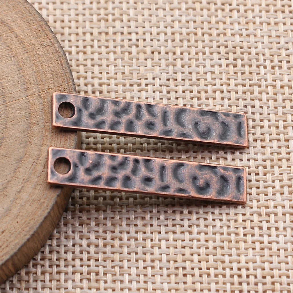 35x6.7mm 1.6g Multicolor Zinc Alloy Hammered Long Bar Charm Pendant for DIY Necklace Making