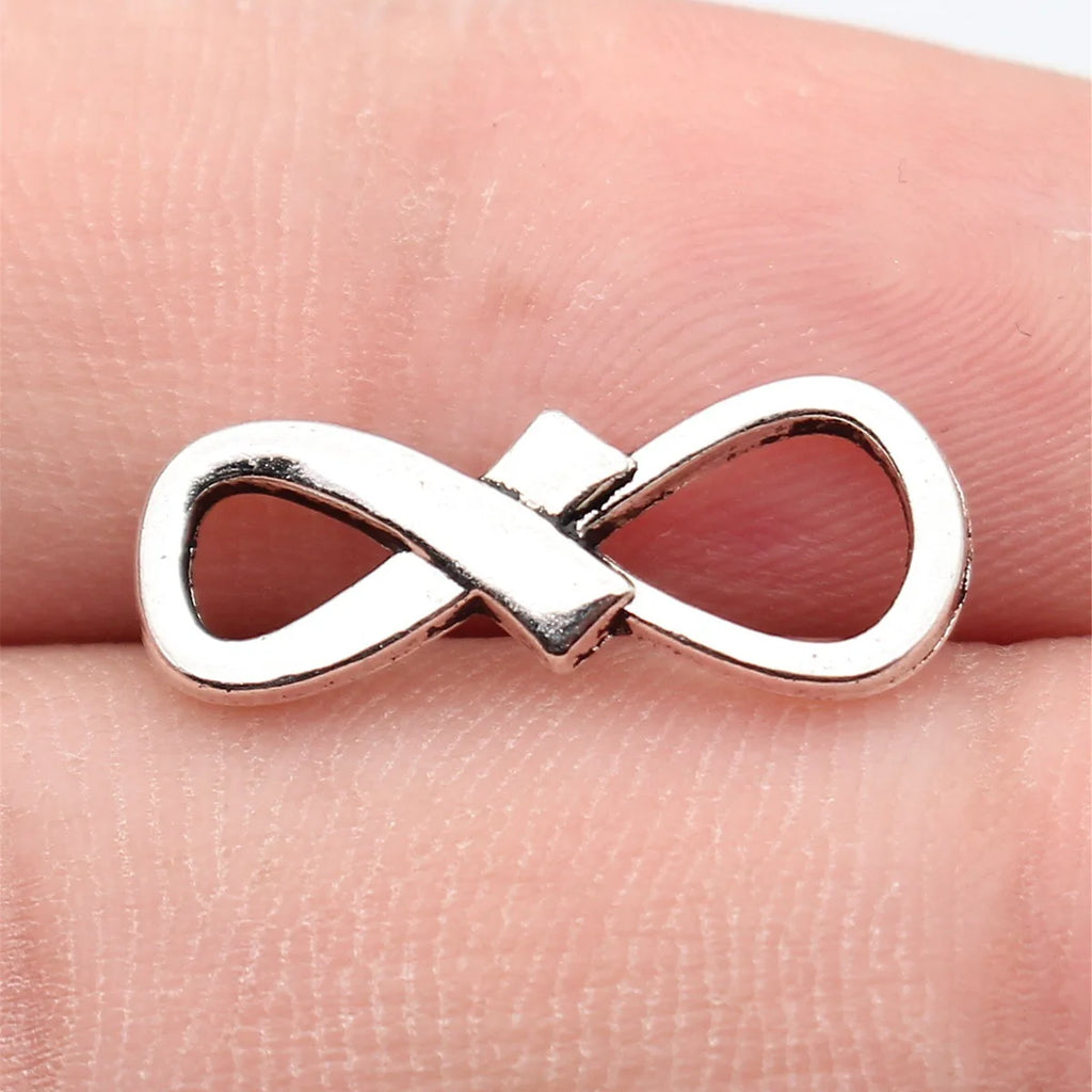 20x8mm 0.82g Antique Silver Zinc Alloy Ribbon Infinity Symbol Connector Charm for DIY Bracelet Jewelry