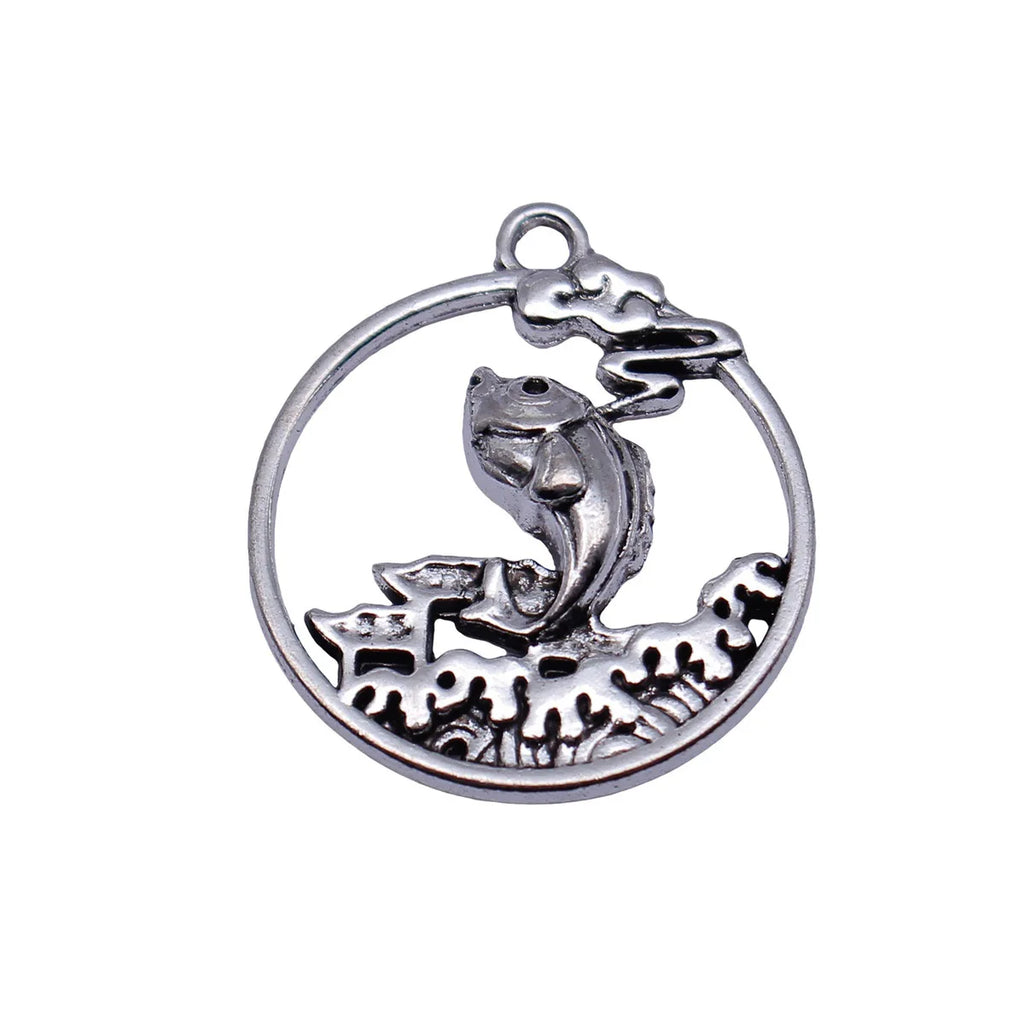 25x22mm 2.5g Antique Silver Zinc Alloy Koi Fish Charm Pendant for DIY Necklace Bracelet Jewelry Making
